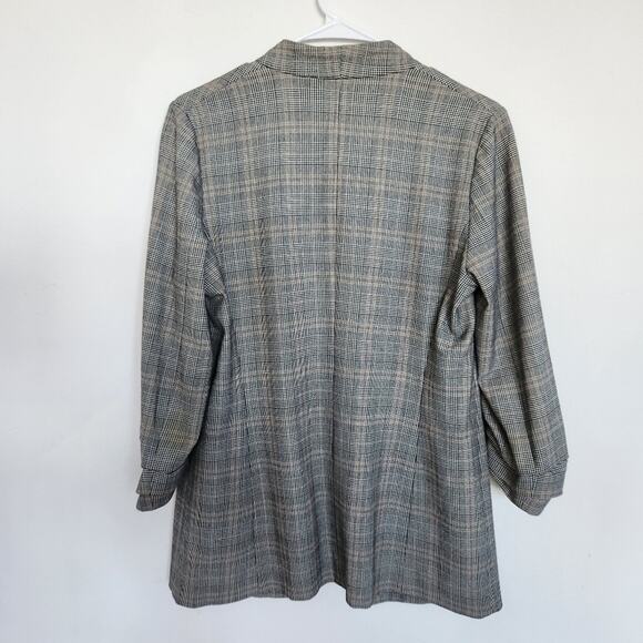Babaton Aritzia Power Blazer 3/4 Plaid Grey Open Jacket Sz 6 Office Preppy - Picture 6 of 9